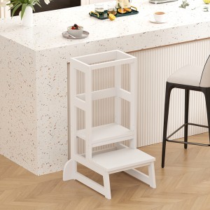 Παιδικός πύργος εκμάθησης Chiquel τ.Montessori ξύλο σε λευκή απόχρωση 45.7x51x90εκ