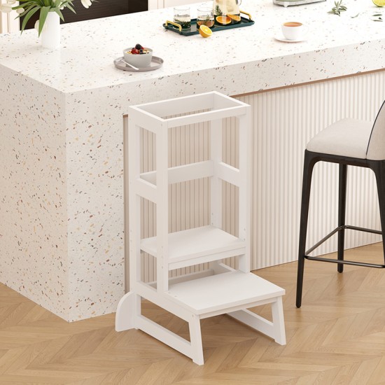 Παιδικός πύργος εκμάθησης Chiquel τ.Montessori ξύλο σε λευκή απόχρωση 45.7x51x90εκ