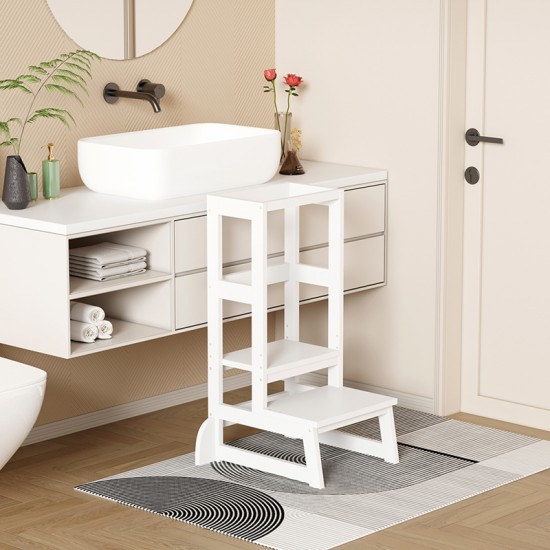 Παιδικός πύργος εκμάθησης Chiquel τ.Montessori ξύλο σε λευκή απόχρωση 45.7x51x90εκ