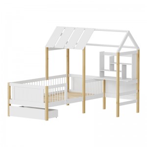 Παιδικό κρεβάτι Bedria τ.Montessori ξύλο σε λευκή-φυσική απόχρωση 190x90εκ