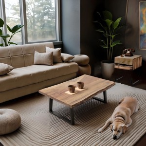 Τραπέζι Miles Slim μασίφ ξύλο ακακίας σε φυσική απόχρωση με μαύρα μεταλλικά πόδια 115x60x45εκ