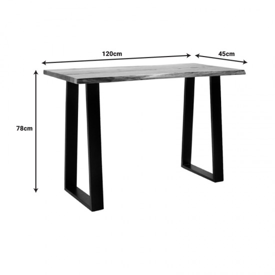 Τραπέζι Miles μασίφ ξύλο ακακίας πάχους 3.7-4εκ σε φυσική απόχρωση με μαύρα μεταλλικά πόδια 120x45x78εκ