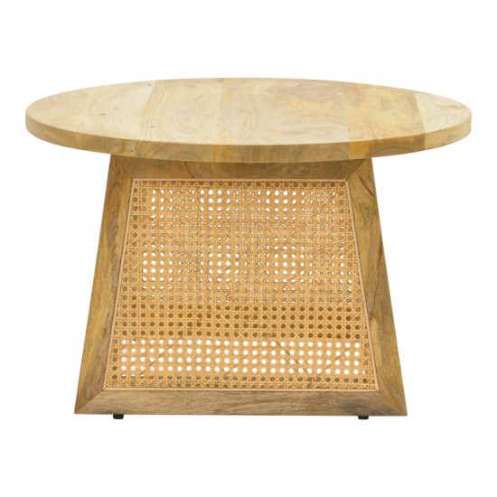 Τραπέζι Tamarind  ξύλο mango-φυσικό rattan σε φυσική απόχρωση Φ65x40εκ