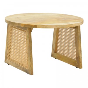 Τραπέζι Tamarind  ξύλο mango-φυσικό rattan σε φυσική απόχρωση Φ65x40εκ