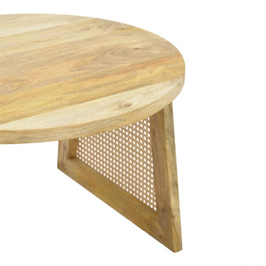 Τραπέζι Tamarind  ξύλο mango-φυσικό rattan σε φυσική απόχρωση Φ65x40εκ