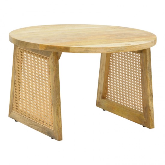 Τραπέζι Tamarind  ξύλο mango-φυσικό rattan σε φυσική απόχρωση Φ65x40εκ