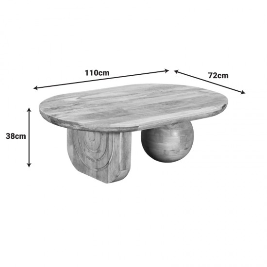 Τραπέζι σαλονιού Kane μασίφ ξύλο ακακίας σε φυσική απόχρωση 110x72x38εκ