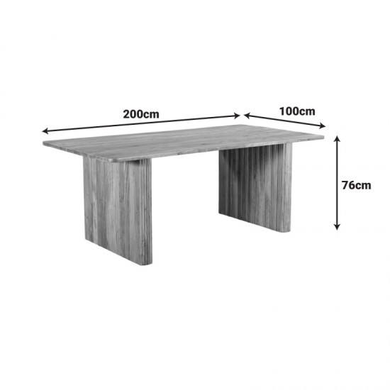 Τραπέζι Casi μασίφ ξύλο ακακίας σε φυσική απόχρωση 200x100x76εκ