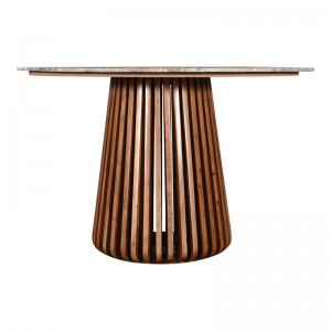 Τραπέζι Mable μασίφ ξύλο ακακίας σε φυσική απόχρωση και επιφάνεια μαρμάρου Φ120x76εκ