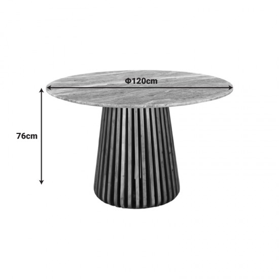 Τραπέζι Mable μασίφ ξύλο ακακίας σε φυσική απόχρωση και επιφάνεια μαρμάρου Φ120x76εκ