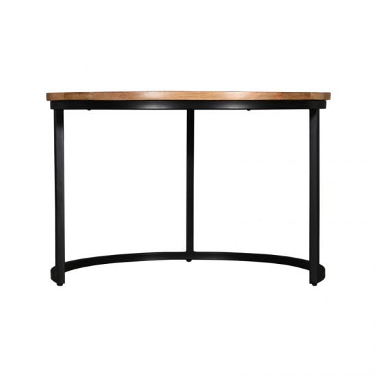 Τραπέζι σαλονιού Frina σετ 3τεμ mango ξύλο σε φυσική απόχρωση με πόδι μαύρο μέταλλο