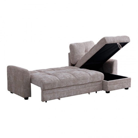 Γωνιακός αναστρέψιμος καναπές κρεβάτι Comfie με αποθηκευτικό χώρο μπεζ ύφασμα 267x159x97εκ