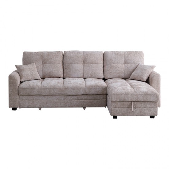 Γωνιακός αναστρέψιμος καναπές κρεβάτι Comfie με αποθηκευτικό χώρο μπεζ ύφασμα 267x159x97εκ