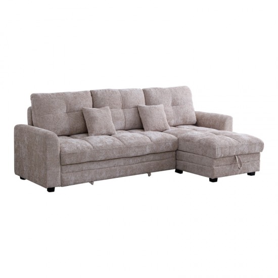 Γωνιακός αναστρέψιμος καναπές κρεβάτι Comfie με αποθηκευτικό χώρο μπεζ ύφασμα 267x159x97εκ