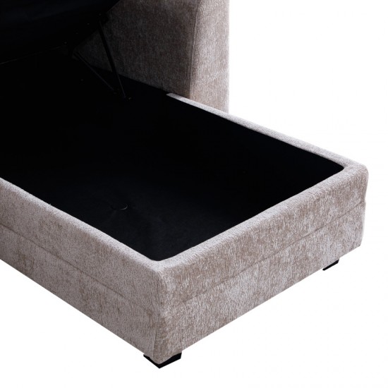 Γωνιακός αναστρέψιμος καναπές κρεβάτι Comfie με αποθηκευτικό χώρο μπεζ ύφασμα 267x159x97εκ