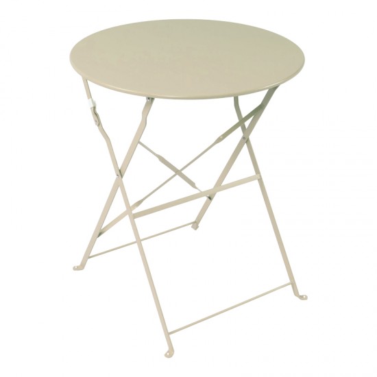 Τραπεζι Bistro μεταλλικό αναδιπλούμενο σε μπεζ απόχρωση Φ60x71εκ