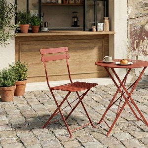 Καρέκλα Bistro μεταλλική αναδιπλούμενη σε απόχρωση terracotta 42x46x82εκ