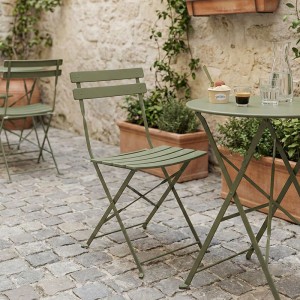 Καρέκλα Bistro μεταλλική αναδιπλούμενη σε λαδί απόχρωση 42x46x82εκ