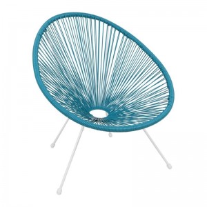 Πολυθρόνα ACAPULCO Μεταλλική Άσπρη, Plastic Rattan Μπλε