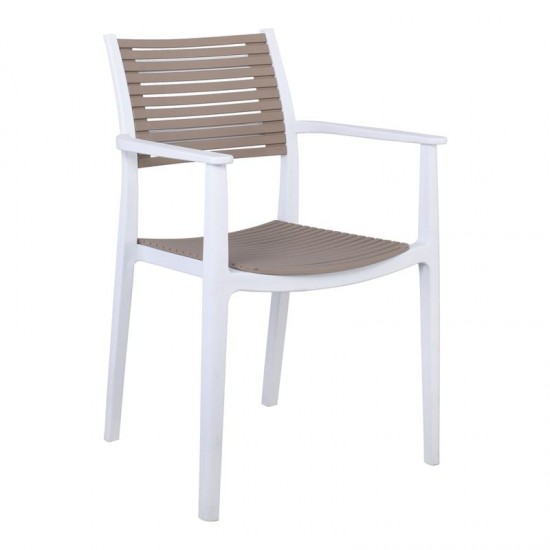 AKRON Πολυθρόνα κήπου  PP-UV Άσπρο - Sand Beige 60x55x85cm