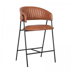 ALFRED Σκαμπό BAR Μέταλλο Βαφή Μαύρο, PU Camel 60x56x66/96cm