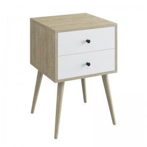 ALIDA Κομοδίνο με 2 Συρτάρια, Απόχρωση Sonoma - Άσπρο 40x40x60cm