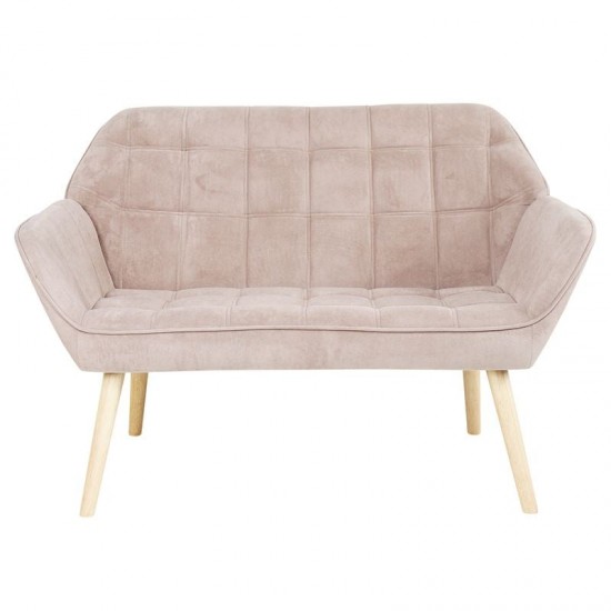 ALMA Καναπές 2θέσιος  - Σαλονιού - Καθιστικού, Φυσικό, Ύφασμα Velure Ανοιχτό Καφέ, K/D 127x70x82cm