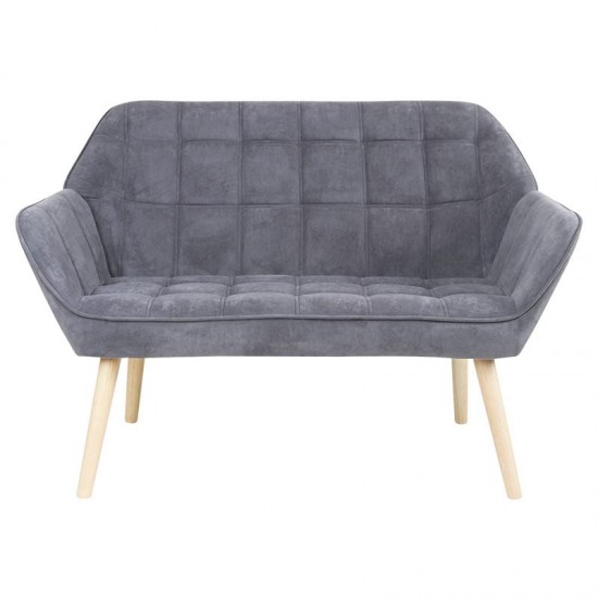 ALMA Καναπές 2θέσιος  - Σαλονιού - Καθιστικού, Φυσικό, Ύφασμα Velure Γκρι, K/D 127x70x82cm