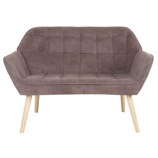 ALMA Καναπές 2θεσιος - Σαλονιού - Καθιστικού, Φυσικό, Ύφασμα Velure Καφέ, K/D 127x70x82cm
