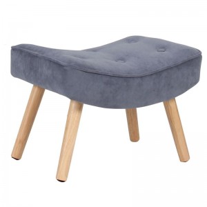 ALMA Σκαμπό - Υποπόδιο, Ύφασμα Velure Ανοιχτό Μπλε, Πόδια Φυσικό 52x38x35cm