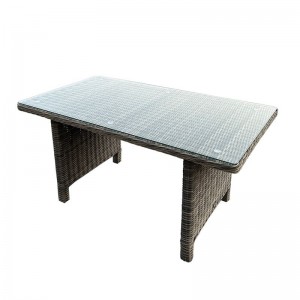 ARIZONA Τραπέζι Dining Βεράντας - Κήπου ALU, Wicker Grey Brown, Γυαλί Tempered 5mm 140x80x70cm
