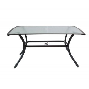 ASTOR Τραπέζι Dining Μεταλλικό Ανθρακί/Γυαλί