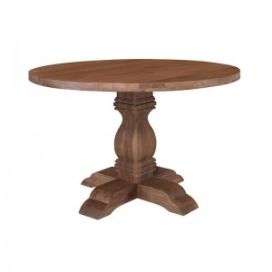 ATLAS Τραπέζι Τραπεζαρίας, Ξύλο Mango, Απόχρωση Smoke Walnut Φ120cm H.76cm