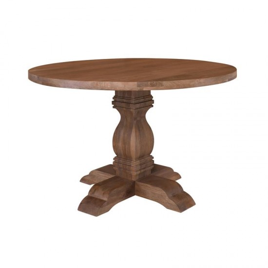 ATLAS Τραπέζι Τραπεζαρίας, Ξύλο Mango, Απόχρωση Smoke Walnut Φ150cm H.76cm