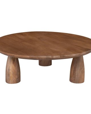 AZTEC Τραπεζάκι Σαλονιού- Καθιστικού, Ξύλο Mango, Απόχρωση Smoke Walnut Φ75cm H.37cm