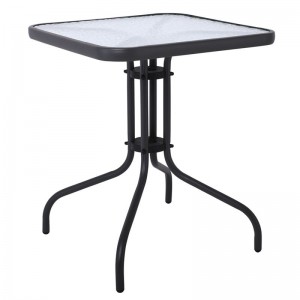 BALENO Τραπέζι Κήπου - Βεράντας, Μέταλλο Βαφή Ανθρακί, Γυαλί 70x70cm