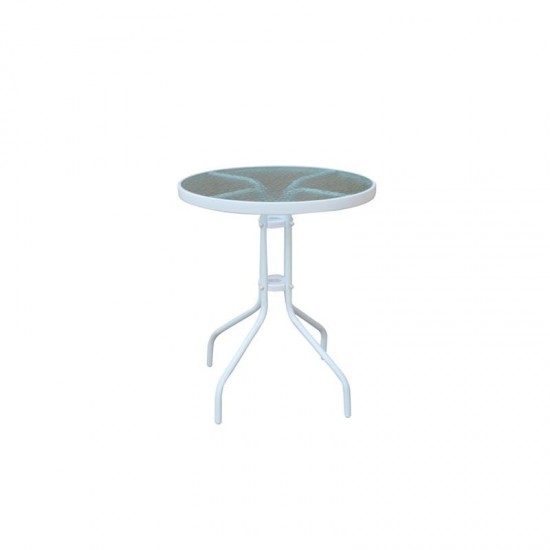 BALENO ΤΡΑΠΕΖΙ ΜΕΤΑΛΛΟ ΒΑΦΗ ΑΣΠΡΟ - ΓΥΑΛΙ TEMPERED