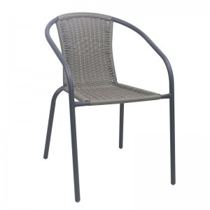 BALENO-W Πολυθρόνα Στοιβαζόμενη, Μέταλλο Βαφή Ανθρακί, Wicker Mixed Grey 52x60x72cm