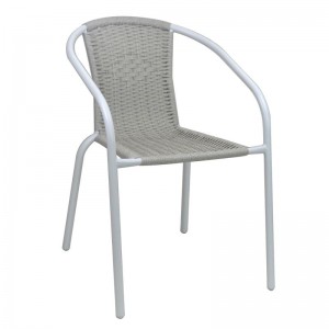 BALENO-W Πολυθρόνα Στοιβαζόμενη, Μέταλλο Βαφή Άσπρο, Wicker Beige 52x60x72cm