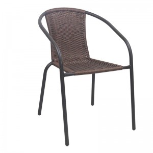 BALENO-W Πολυθρόνα  κήπου Στοιβαζόμενη, Μέταλλο Βαφή Καφέ, Wicker Brown 52x60x72cm