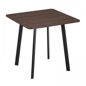 BARI Τραπέζι Κουζίνας- Εστιατορίου, Μέταλλο Βαφή Μαύρο, Επιφάνια Απόχρωση Καρυδί  80x80x75cm