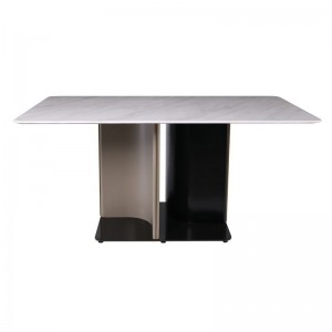 BARON Τραπέζι Τραπεζαρίας, Ξύλο Ανθρακί, Επιφάνεια Microcrystalline Άσπρο Μάρμαρο 160x90x76cm