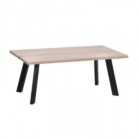 BAXTER Τραπεζάκι Σαλονιού Καθιστικού, Μέταλλο Βαφή Μαύρο, Sonoma 110x60x45cm