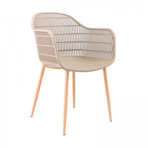 BERRY Πολυθρόνα Μέταλλο Βαφή Φυσικό, PP-UV Tortora 58x58x85cm