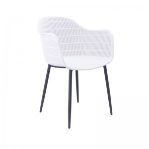 BERRY Πολυθρόνα Μέταλλο Βαφή Μαύρο, PP-UV Άσπρο 58x58x85cm