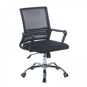 BF2110-W Πολυθρόνα Γραφείου Μέταλλο Χρώμιο, Mesh Μαύρο 59x62x90/100cm