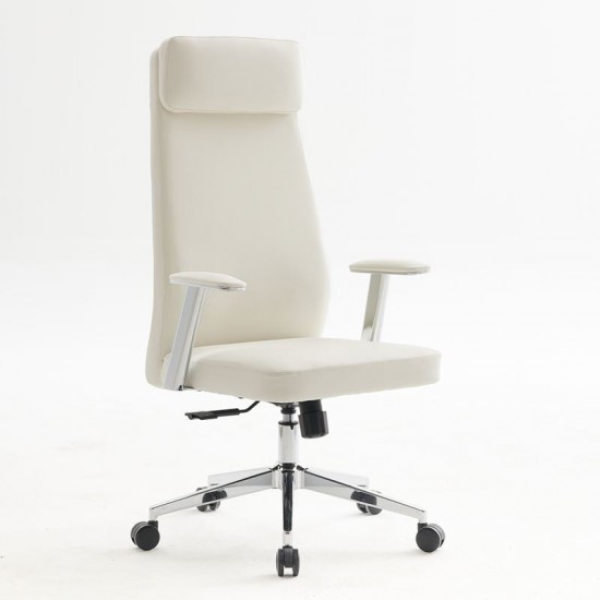BF8800 Πολυθρόνα Γραφείου Διευθυντή, Pu Άσπρο, Βάση 63x75x115/121cm