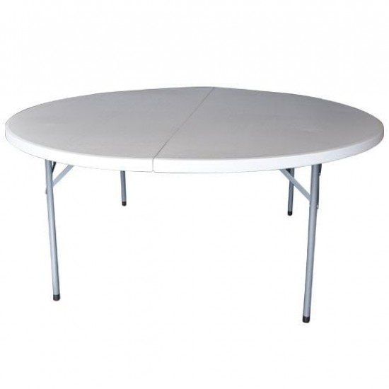 BLOW-R Τραπέζι Συνεδρίου - Catering Πτυσσόμενο, Μέταλλο Βαφή Γκρι, HDPE Άσπρο Φ181cm H.74cm