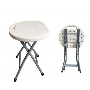 BLOW Σκαμπό Βοηθητικό - Πτυσσόμενο, Μέταλλο Βαφή Γκρι, HDPE Άσπρο 33x30x45cm