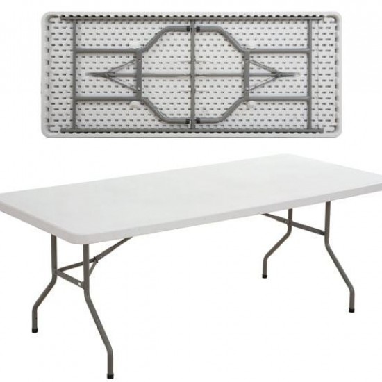 BLOW Τραπέζι Συνεδρίου - Catering Πτυσσόμενο, Μέταλλο Βαφή Γκρι, HDPE Άσπρο 183x76x74cm